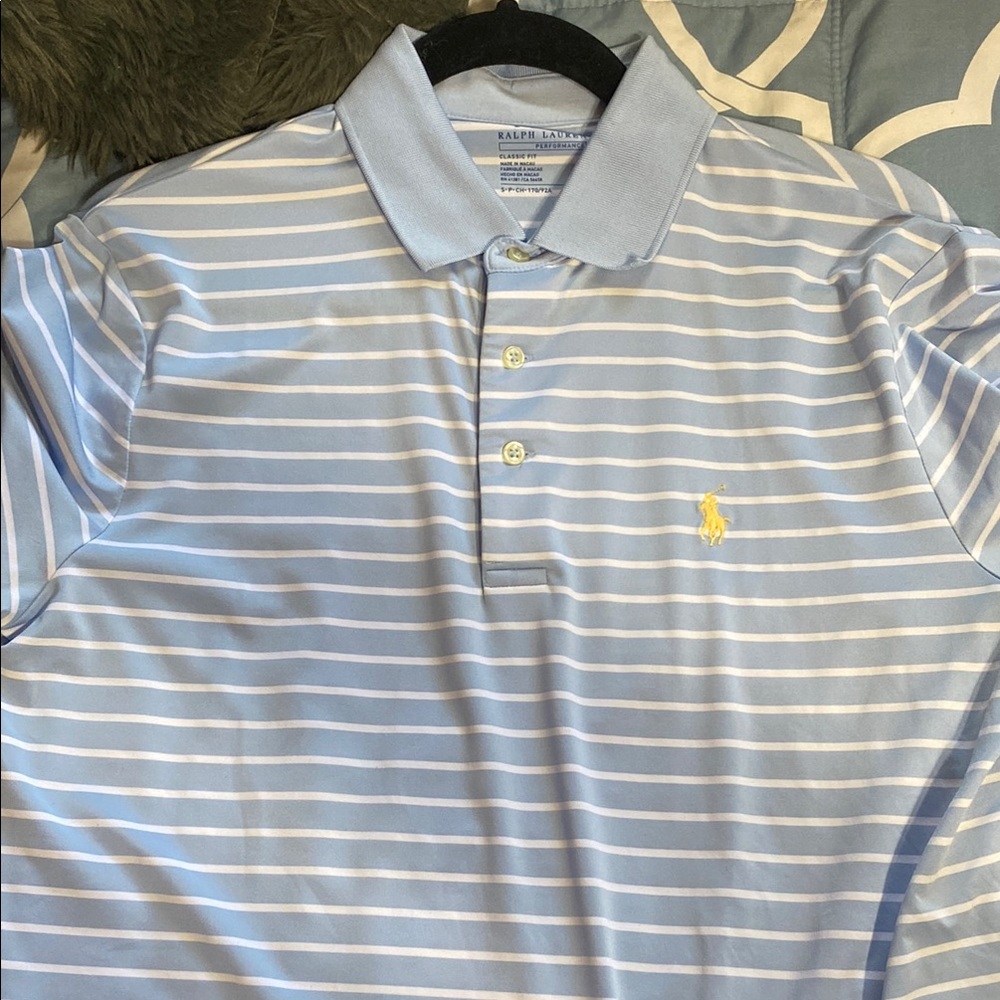 Ralph Lauren Blue and White Striped Polo Shirt